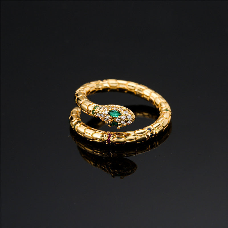 Adjustable snake ring shown on hand