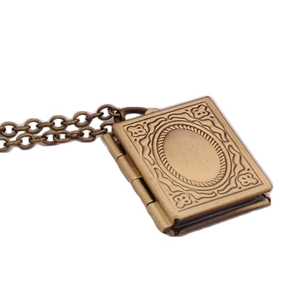 The Storykeeper book locket necklace in antique bronze finish with chain
