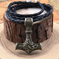 Mjolnir's Oath Thor's hammer pendant on braided leather cord
