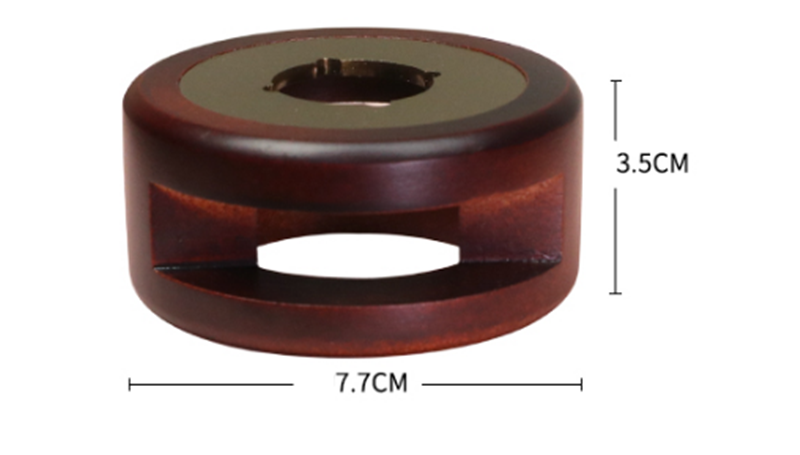 The Waxwarden wax seal melting furnace — dark wood base with brass melting cup