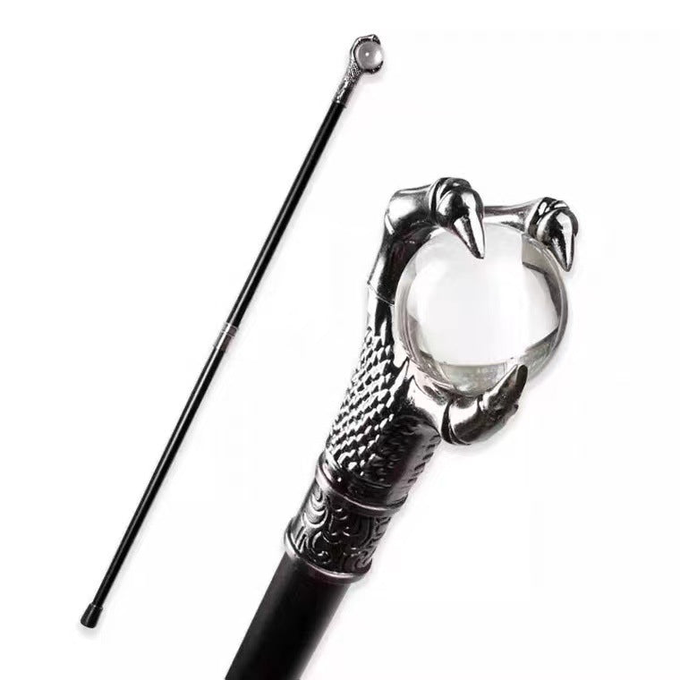 The Wyrmstaff dragon claw crystal orb cane handle detail with full length shown