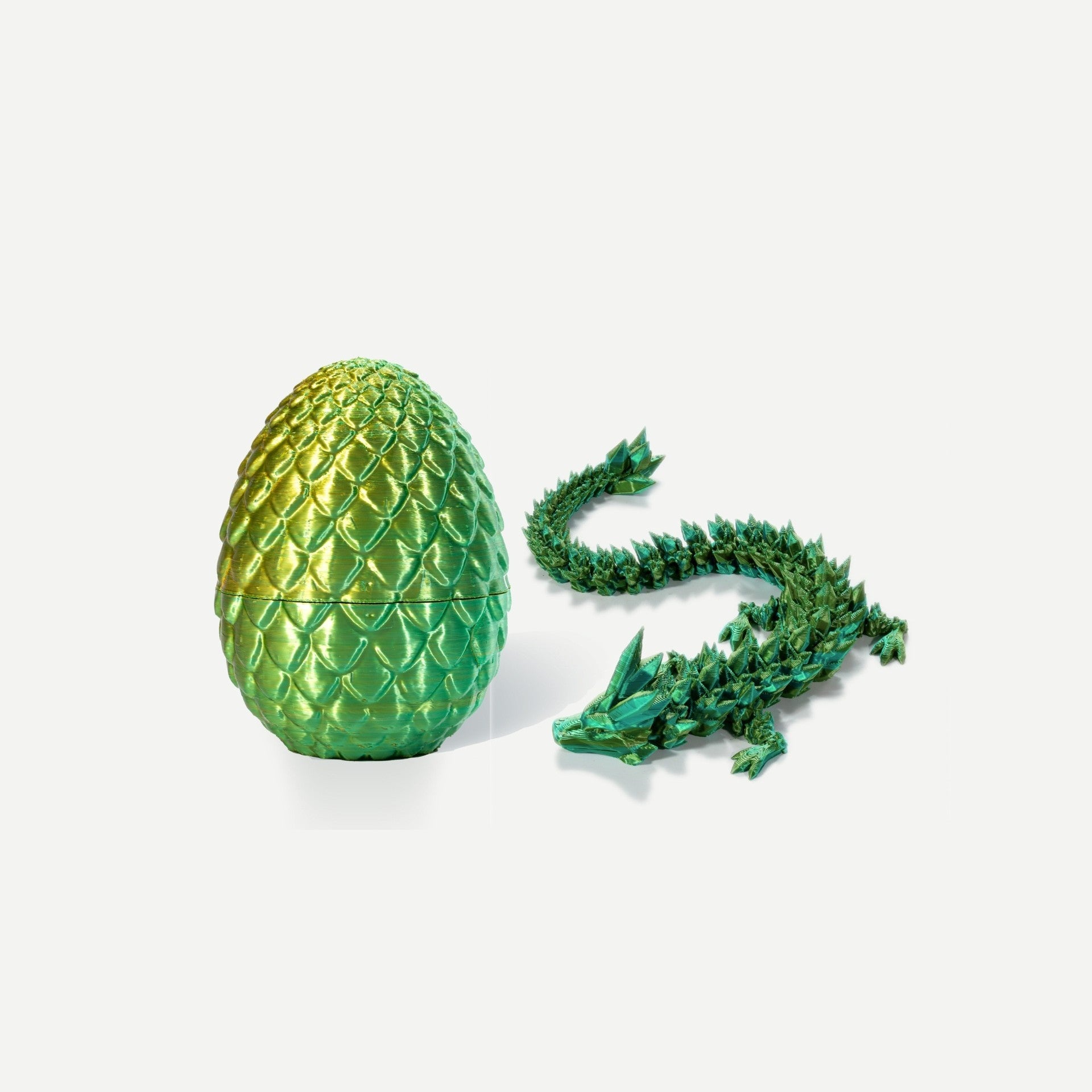 Laser yellow-green crystal resin dragon egg with articulated gemstone dragon