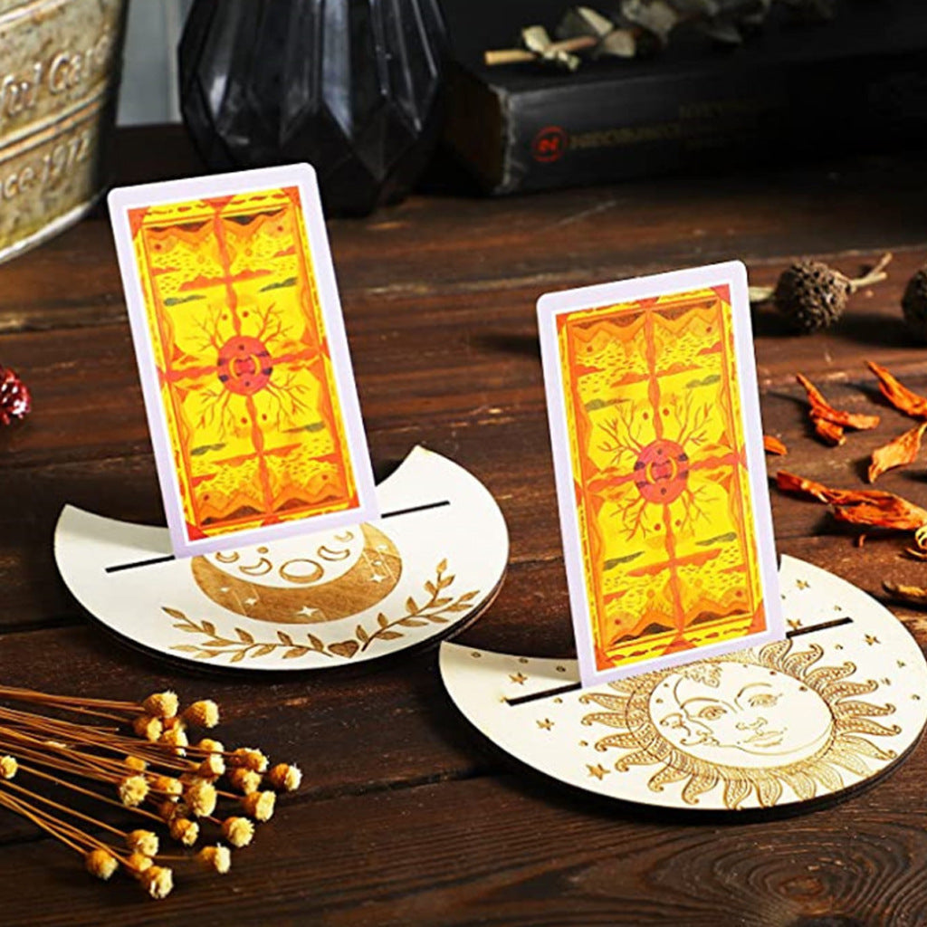 Wooden tarot display stand rear view
