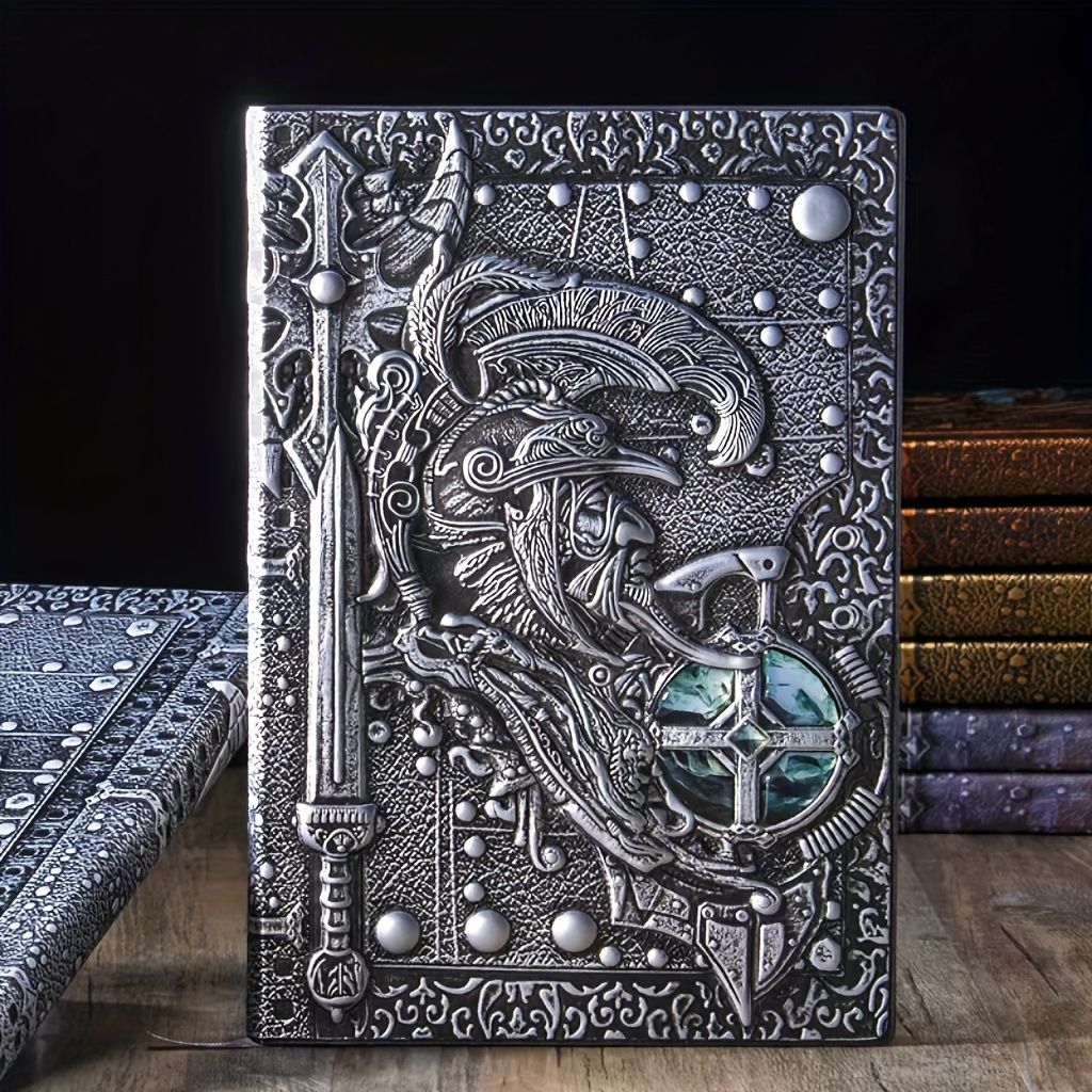 Silvery variant of the embossed warrior journal, standalone shot