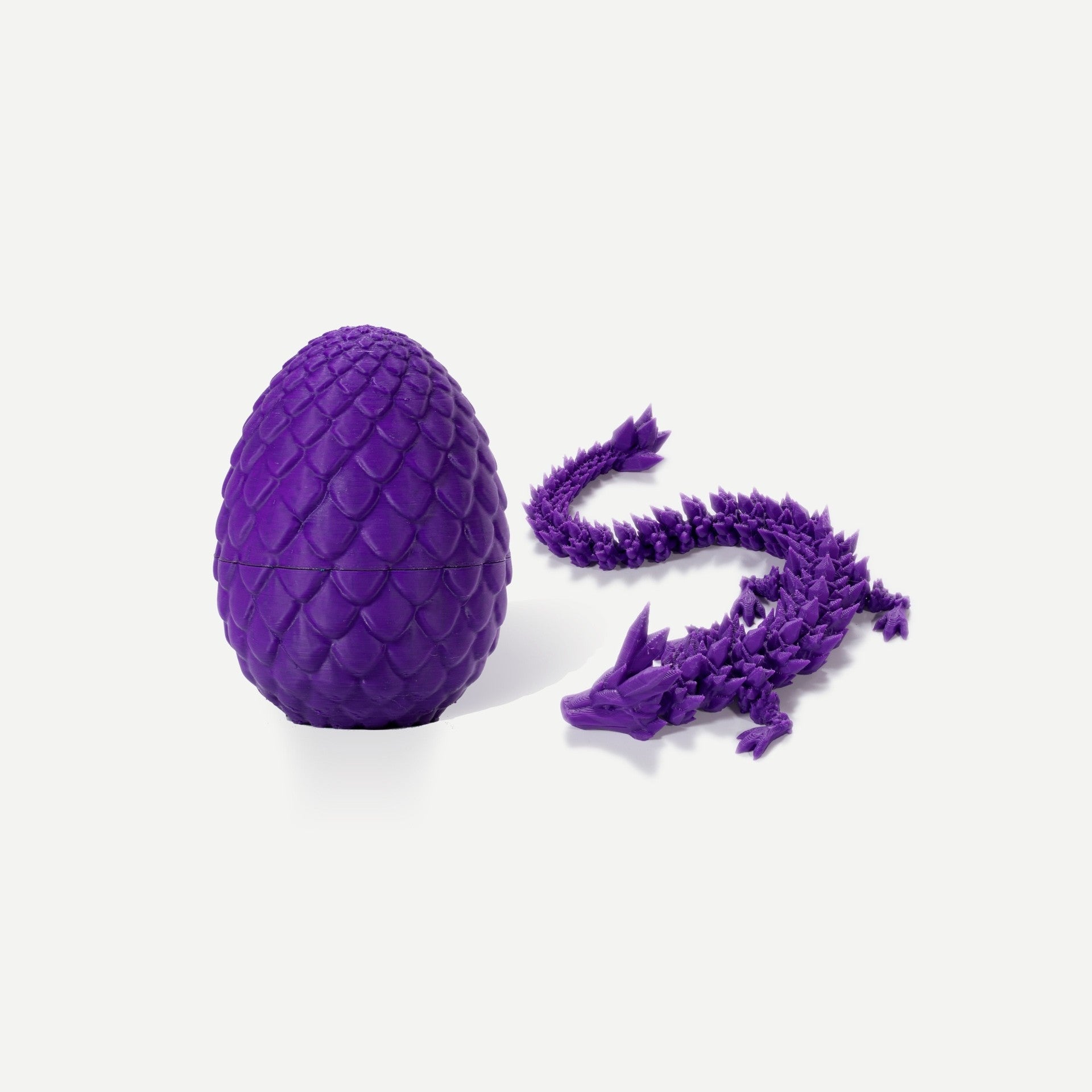 Laser purple crystal resin dragon egg with matching articulated purple dragon