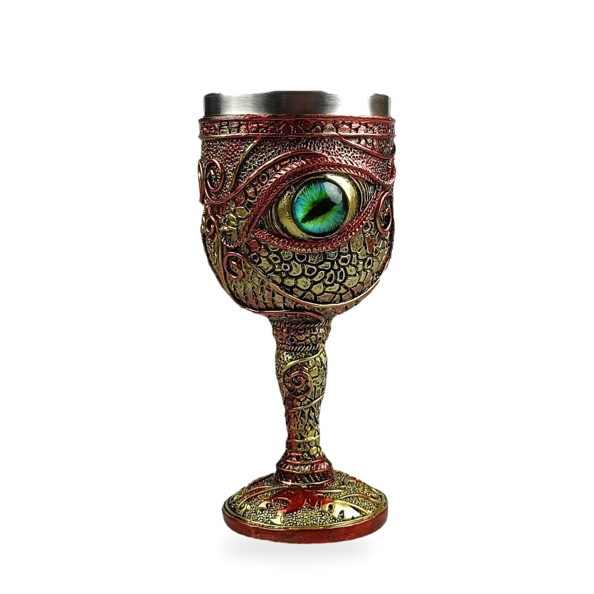 One dragon eye goblet with green-blue glass eye, Blue-eye variant, studio card image
